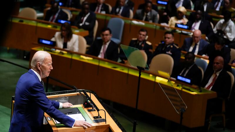 El presidente Joe Biden habla ante la 78va sesión de la Asamblea General de las Naciones...